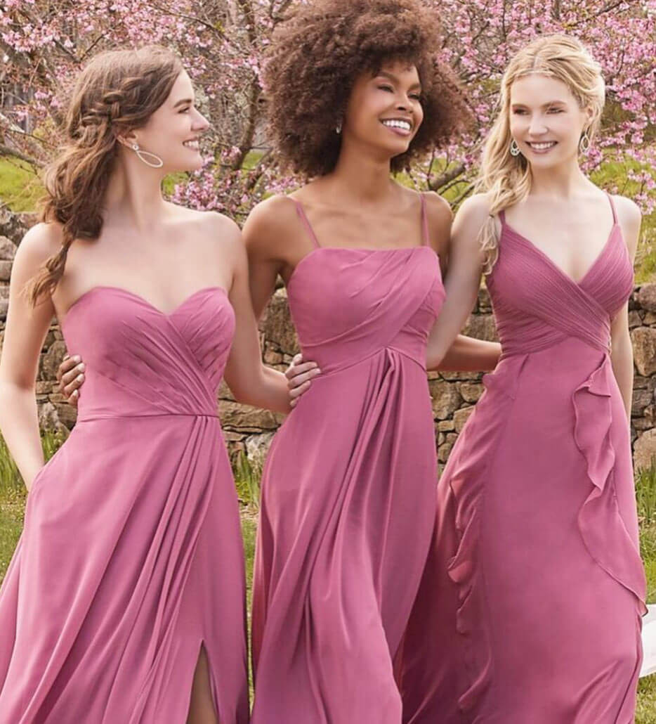 Photo of bridesmaids in pink dresses